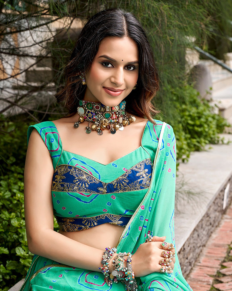 Mint Green Color Lightweight Navratri Lehenga Choli