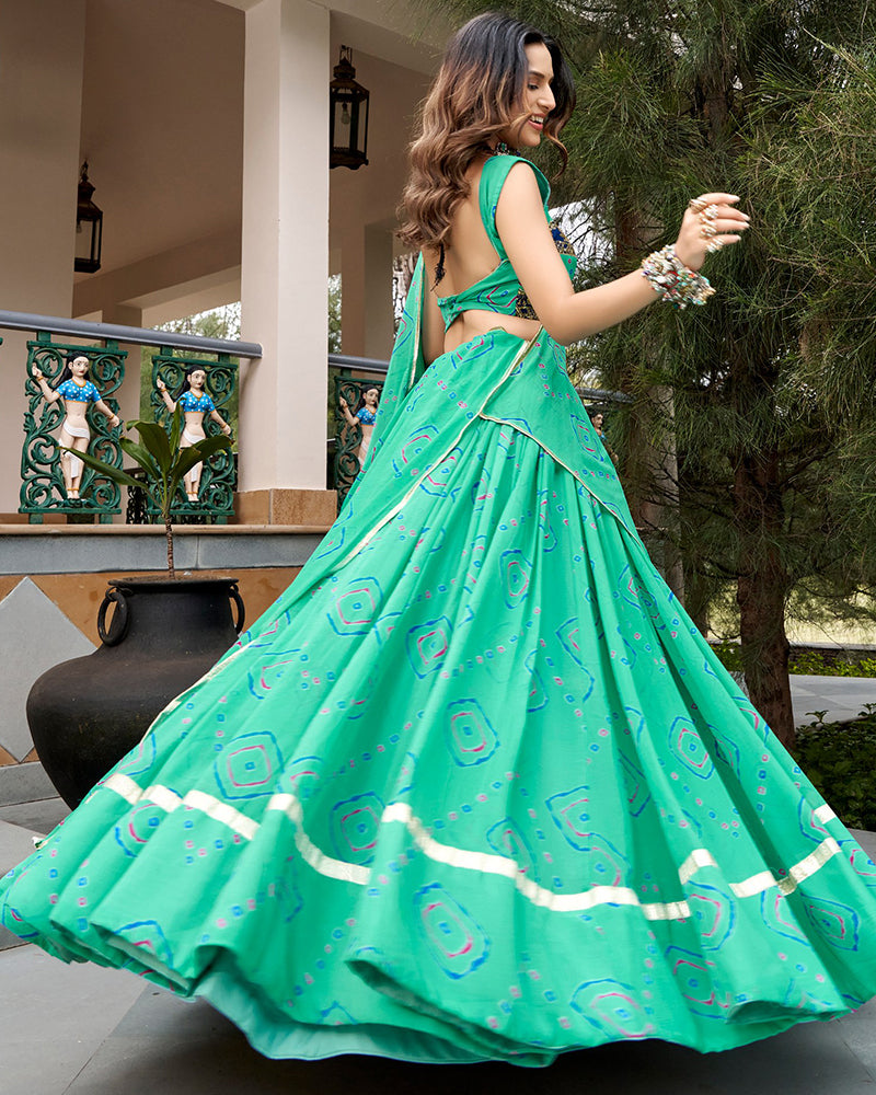 Mint Green Color Lightweight Navratri Lehenga Choli