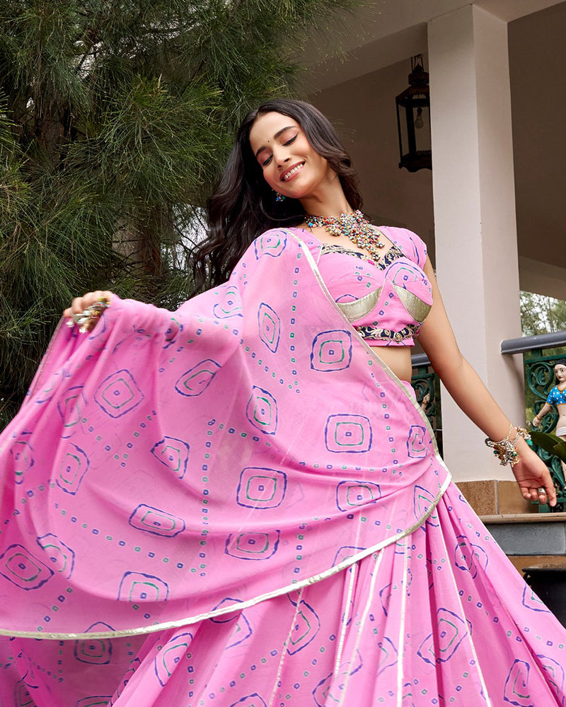 Pink Color Lightweight Navratri Lehenga Choli