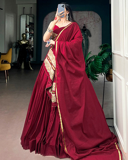 Maroon Color Mal Cotton Navratri Lehenga Choli