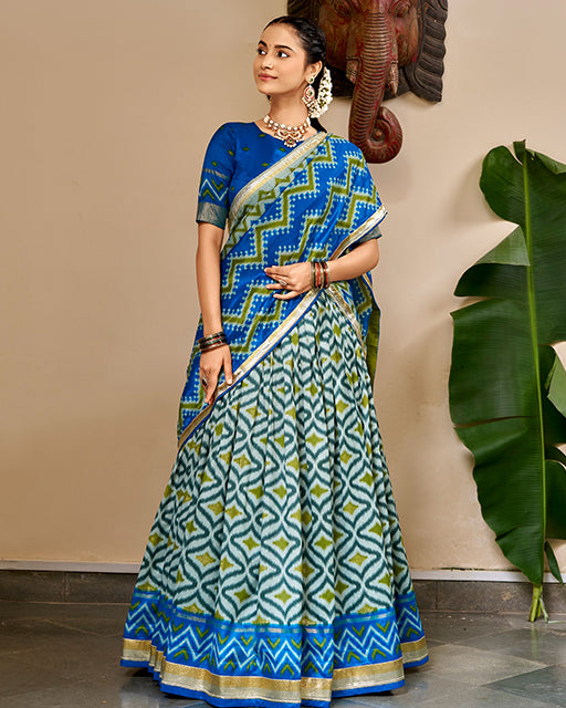 Elegant Blue Color Pure Tussar Silk Lehenga Choli