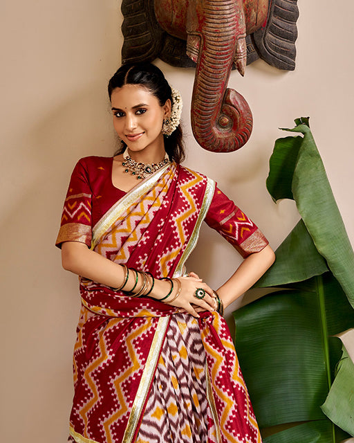 Elegant Red Color Pure Tussar Silk Lehenga Choli