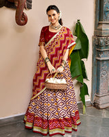 Elegant Red Color Pure Tussar Silk Lehenga Choli