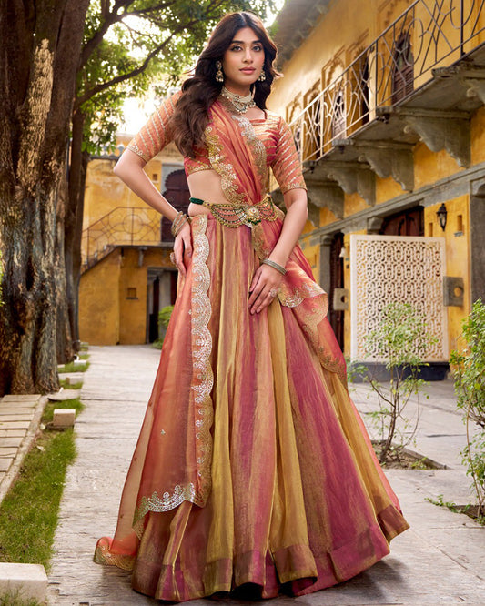 Pink Color Carika Silk Embroidered Lehenga Choli