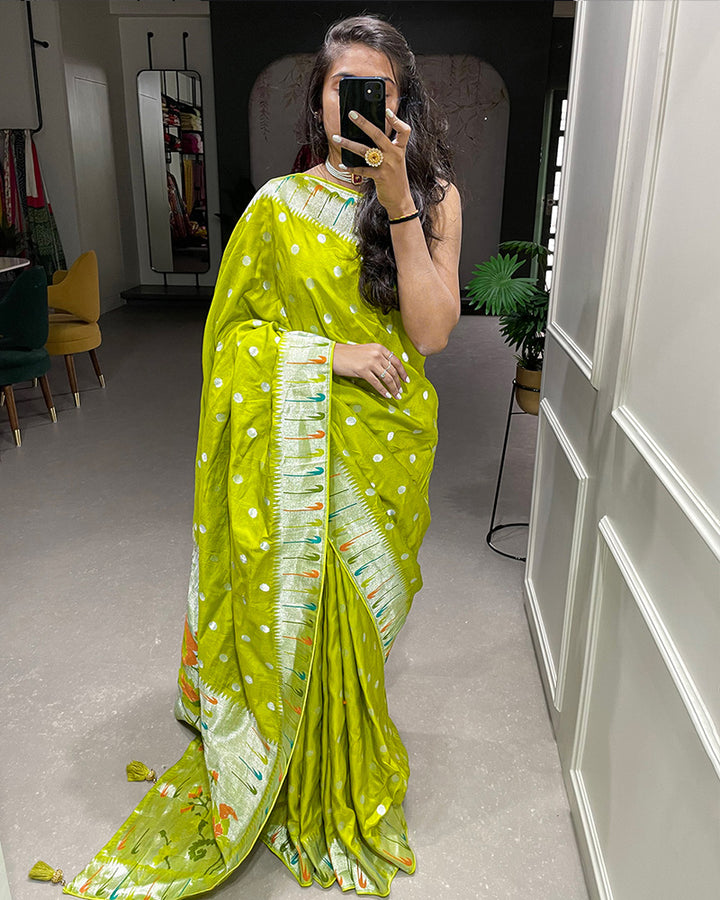 Designer Parrot color Pure Viscose Saree