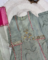 Pista Color Shimmer Silk Three Piece Kurti Suit