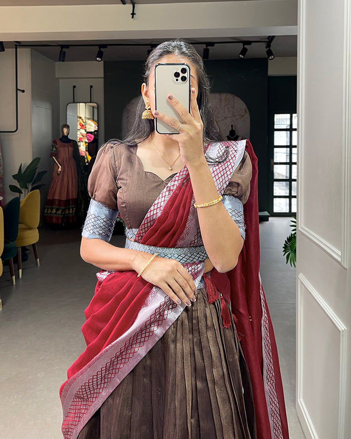 Brown Color Color Dhupion Silk Designer Lehenga Choli