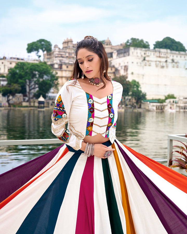 Colorful Pure Rayon Gamthi Work Navratri Lehenga Choli
