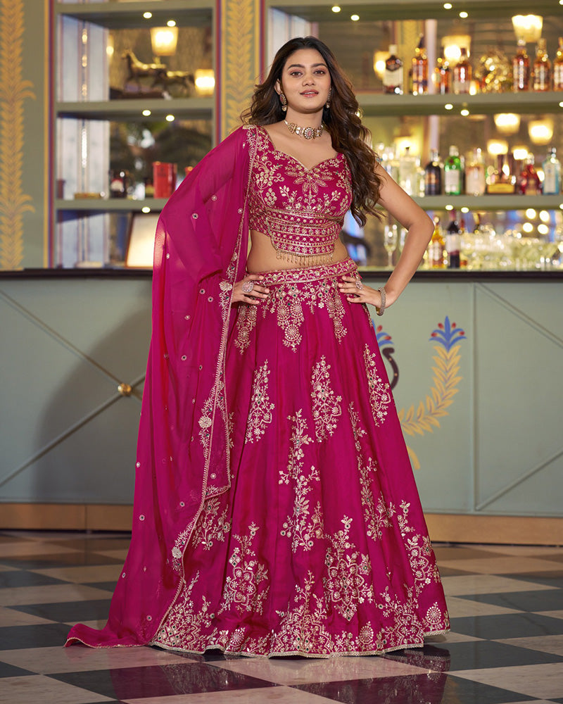 Pink Color Naysha Silk Embroidered Lehenga Choli