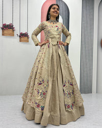 Peacock Vichitra Silk Sequence Embroidered lehenga Choli