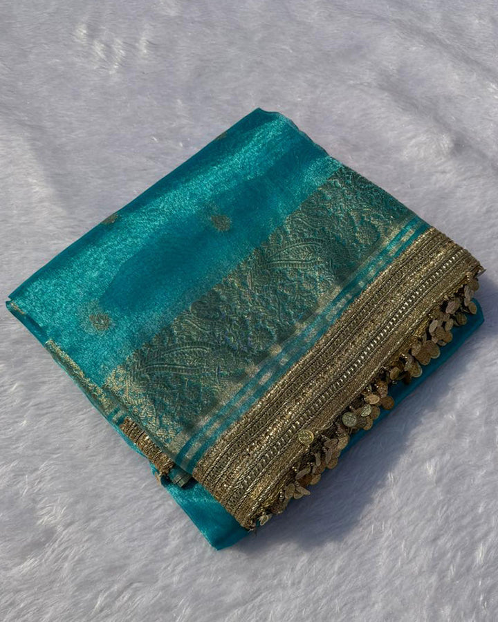 Classic Firozi Color Tissue Silk Saree