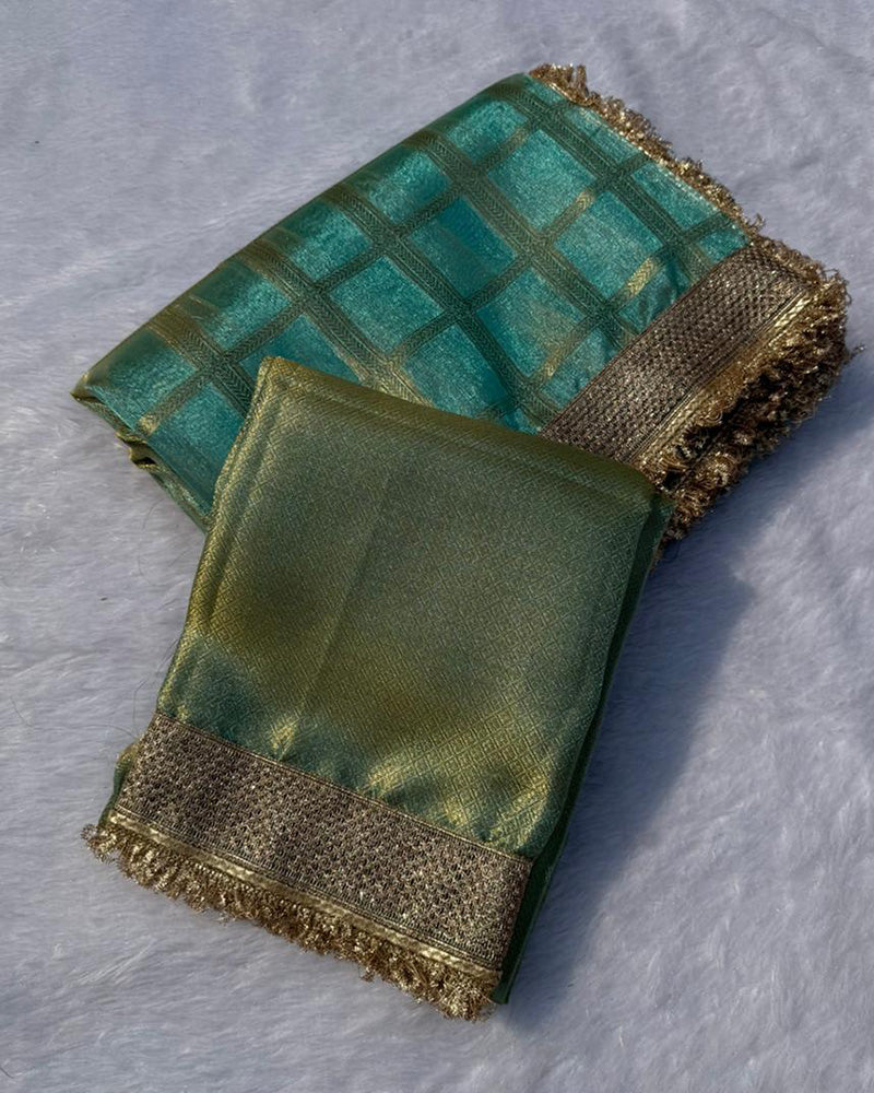 Sky Blue Color Banarasi Gharchola Tissue Silk Saree