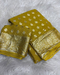 Yellow Color Pure Viscose Georgette Saree