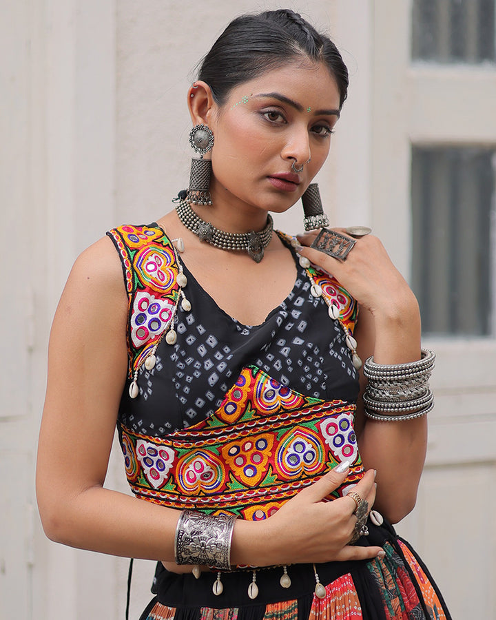 Multi Color Georgette Gamthi Navratri Lehenga Choli