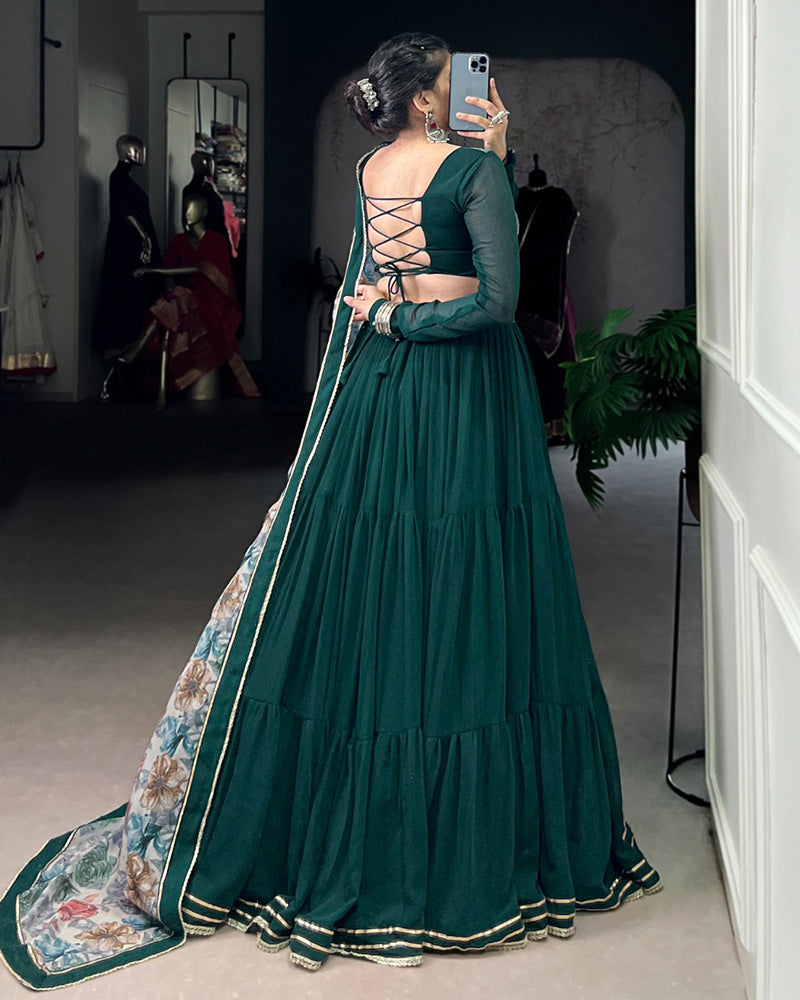 Green Color Marble Navratri Lehenga Choli