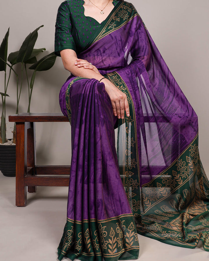 Purple Color Rangoli Silk Printed Saree