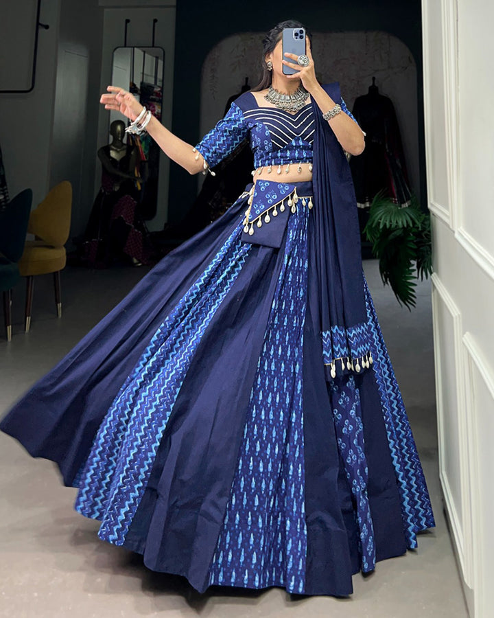 Blue Color Cotton Navratri Lehenga Choli