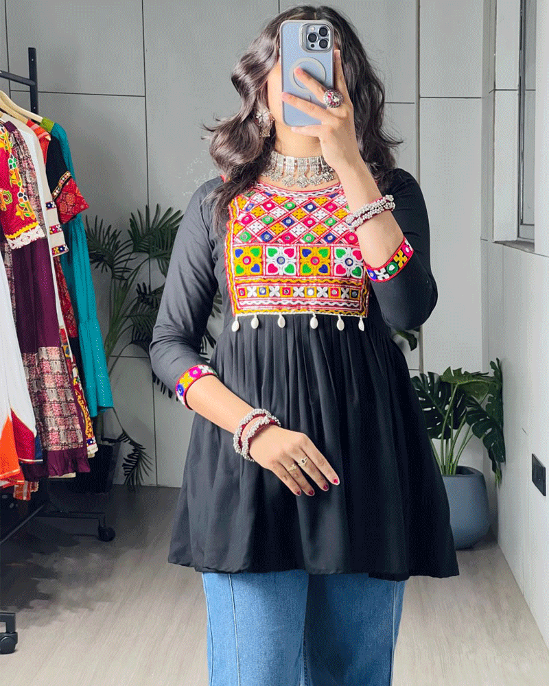 Traditional Three Color Rayon Cotton Navratri Kediya