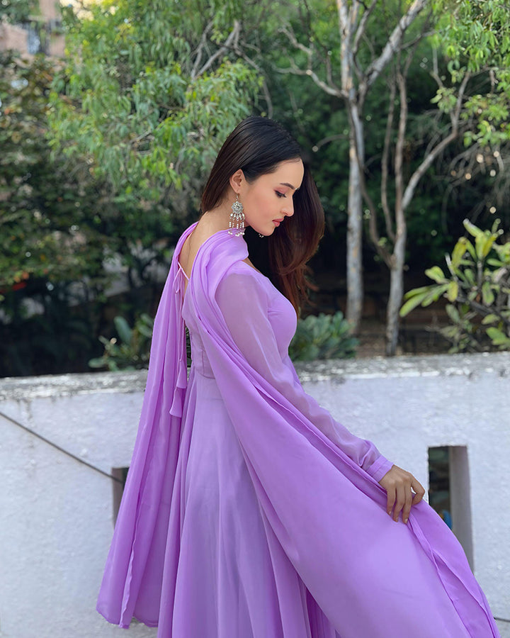 Lavender Color Georgette Anarkali Suit