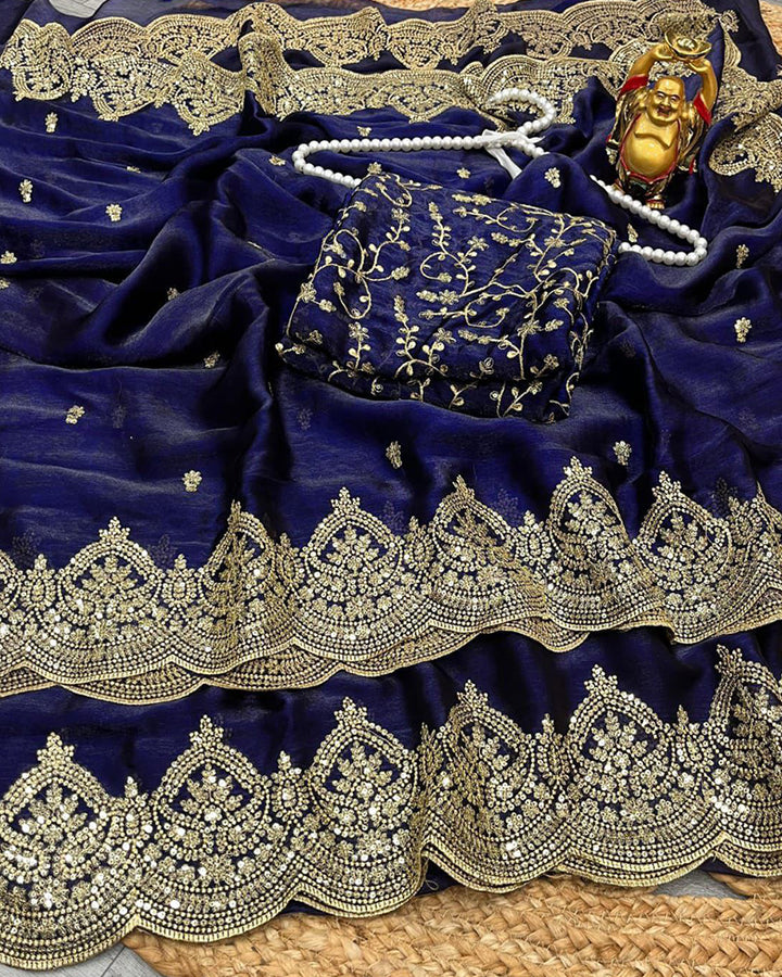 11 Color Fendi Chiffon Sequence Embroidered Saree