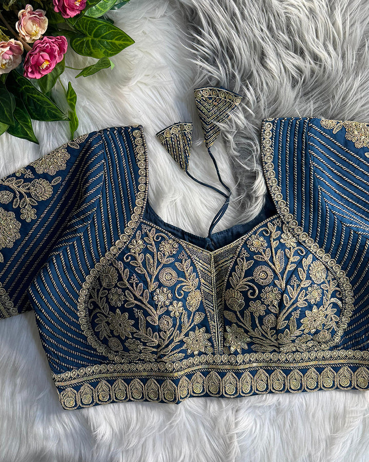 Red Color Italian Silk Embroidered Blouse