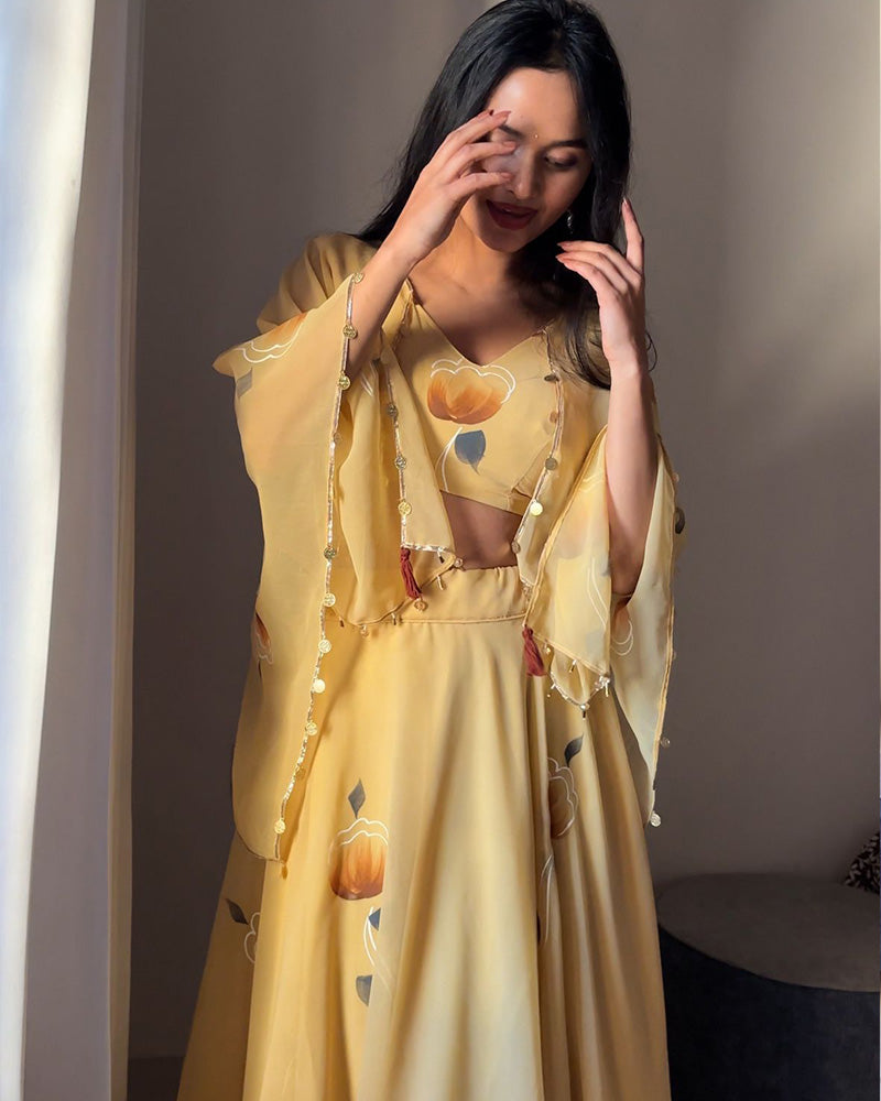 Yellow Color Pure Soft Georgette Lehenga Choli