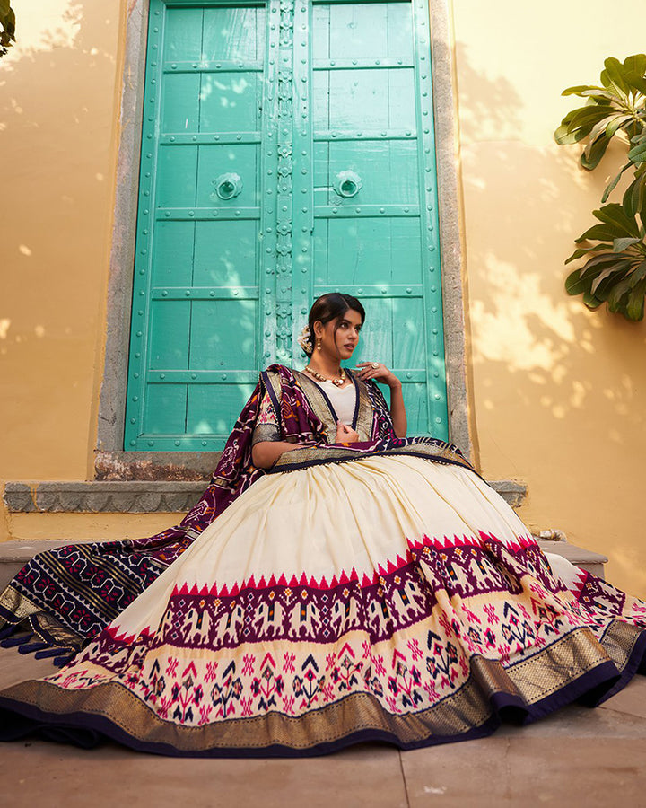 Amazing Purple Color Patola Printed Tussar Silk Lehenga Choli