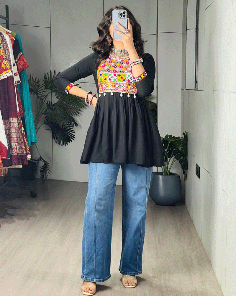 Traditional Three Color Rayon Cotton Navratri Kediya