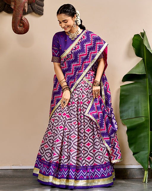 Elegant Purple Color Pure Tussar Silk Lehenga Choli