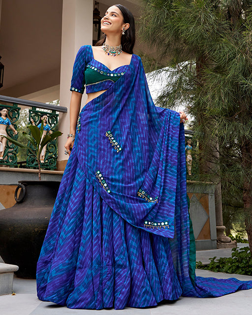 Elegant Blue Color Georgette Navratri Lehenga Choli