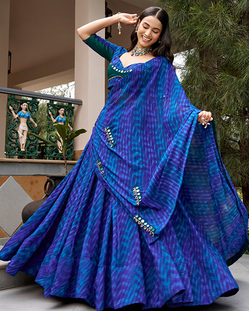 Elegant Blue Color Georgette Navratri Lehenga Choli