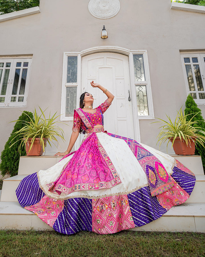 Off-White Color Jacquard Sequence Embroidered Wedding Lehenga Choli