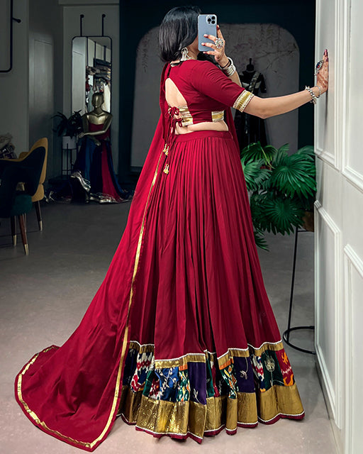 Maroon Color Rayon Traditional Navratri Lehenga Choli