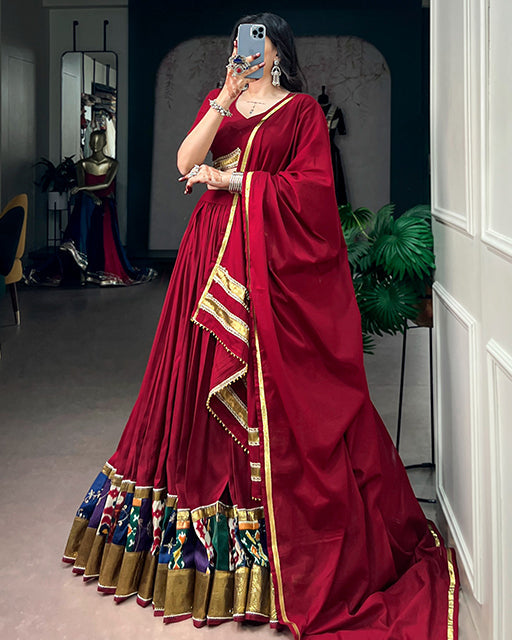 Maroon Color Rayon Traditional Navratri Lehenga Choli