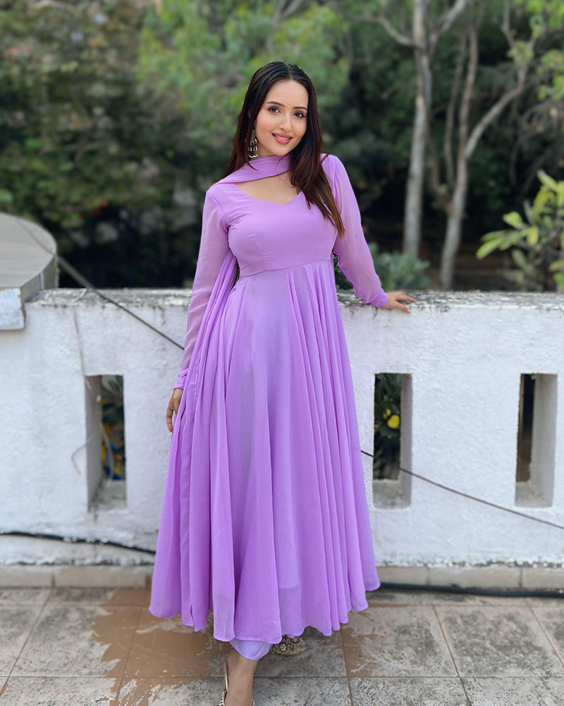Lavender Color Georgette Anarkali Suit