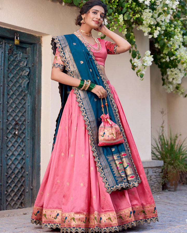 Light Pink Color Jacquard Silk Designer Lehenga Choli