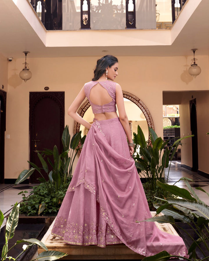 Designer Pink Color New Crush Embroidered Lehenga Choli