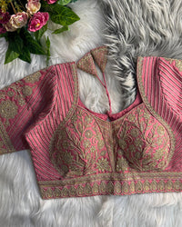 Red Color Italian Silk Embroidered Blouse