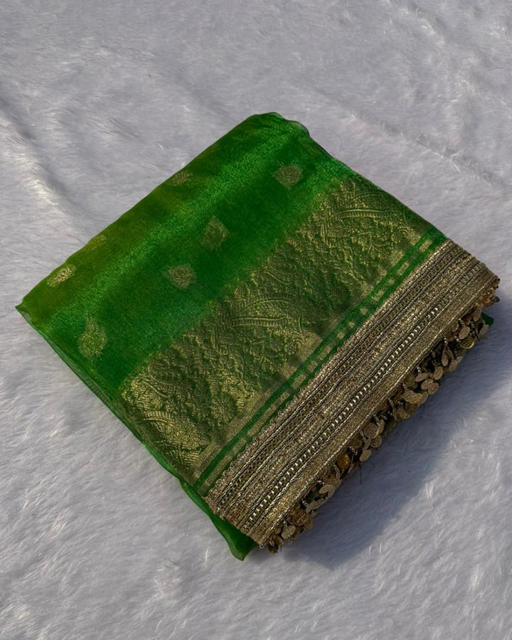 Classic Green Color Tissue Silk Saree