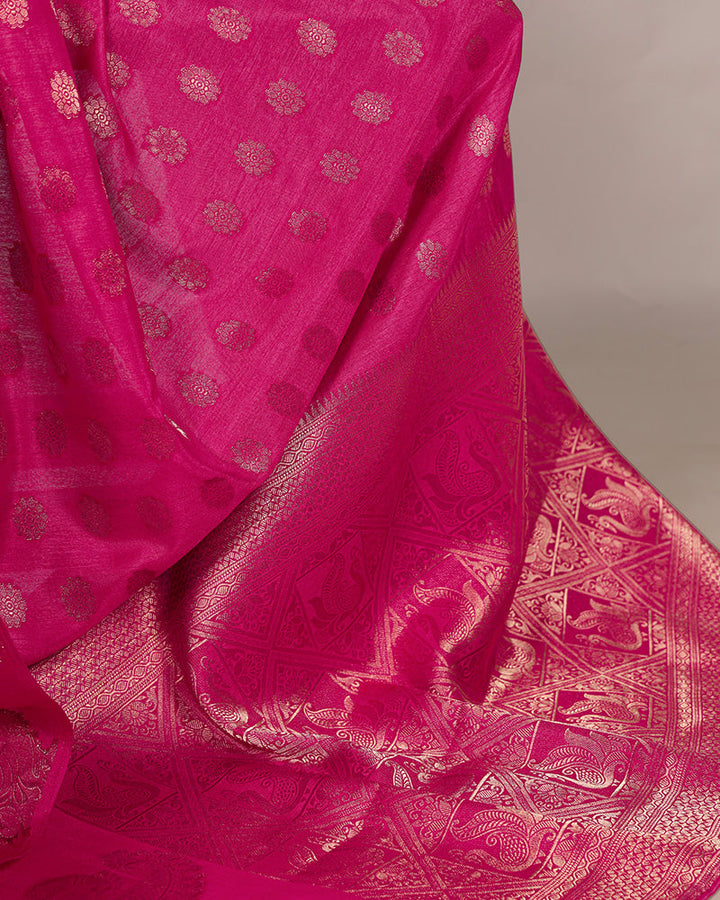 Pink Color Roop Silk Zari Weaving Saree
