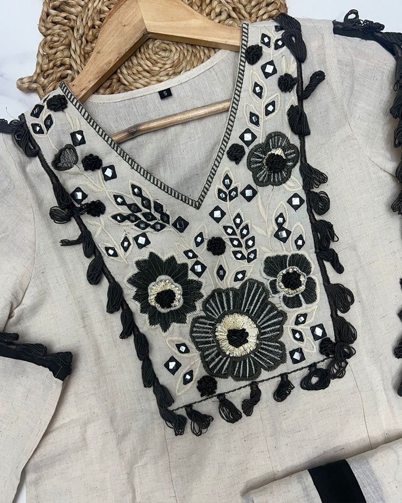 Off-White Color Khadi Cotton Co-Ord Set