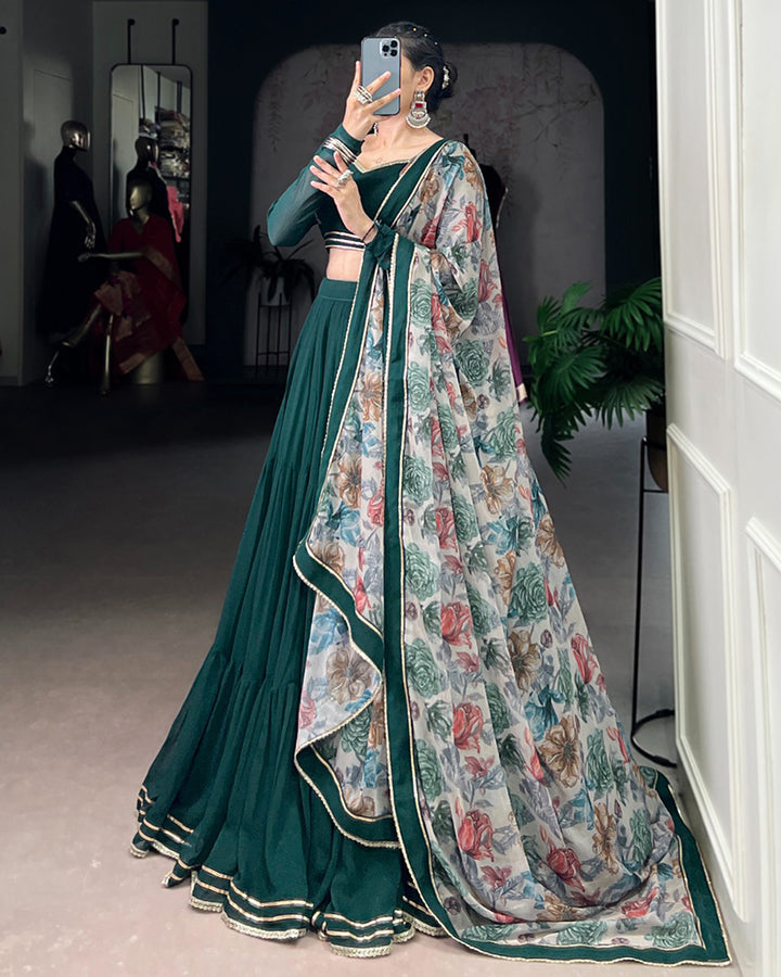 Green Color Marble Navratri Lehenga Choli