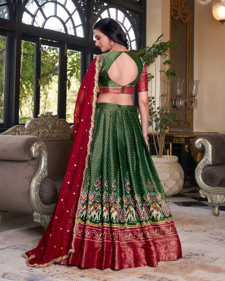 Designer Green Color Kanchipuram Lehenga Choli With Dupatta
