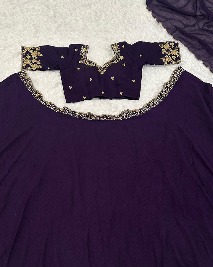 Wine Color Diamond Crush Silk Lehenga Choli