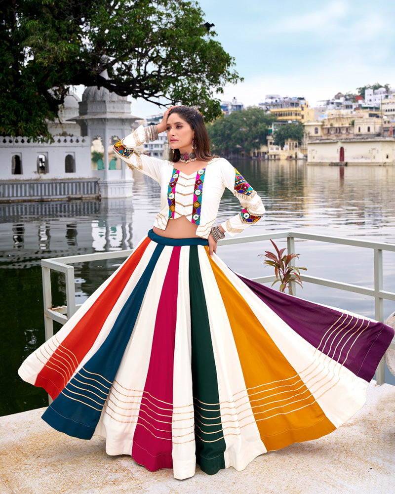 Colorful Pure Rayon Gamthi Work Navratri Lehenga Choli