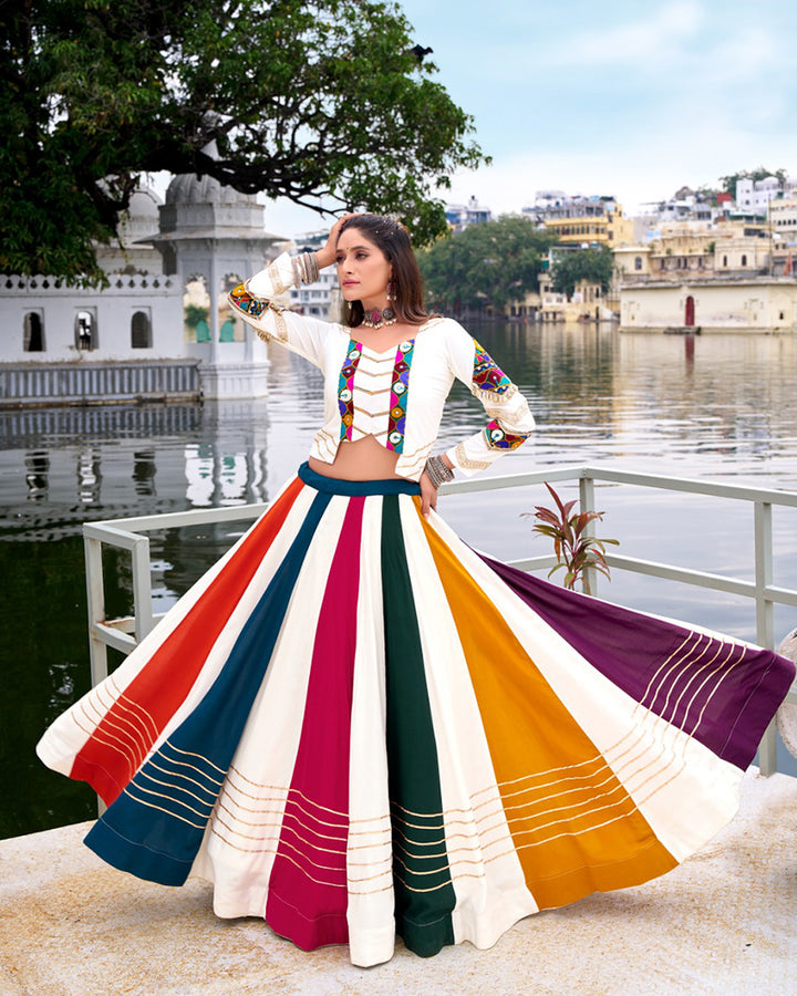 Colorful Pure Rayon Gamthi Work Navratri Lehenga Choli