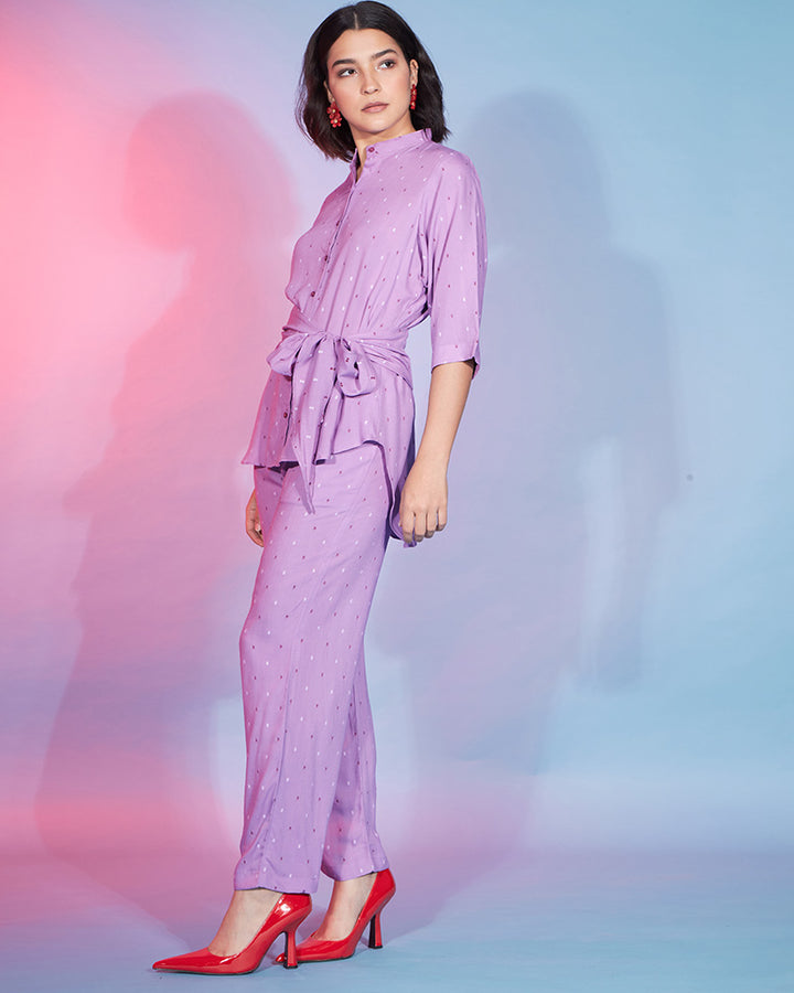 Fancy Design Lavender Color Viscose Rayon Co-Ord Set