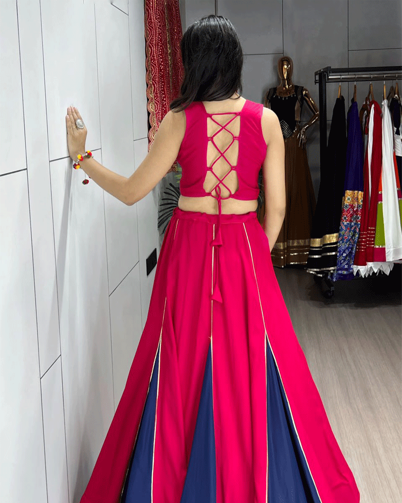 Traditional Pink Navy Blue Multi Color Navratri Lehenga Choli