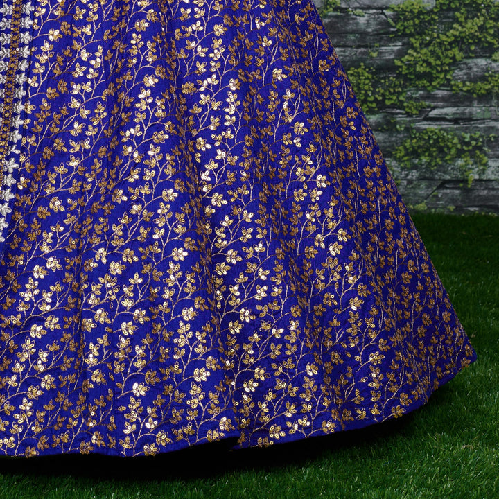 Blue Raw Silk Sequence Lehenga Choli
