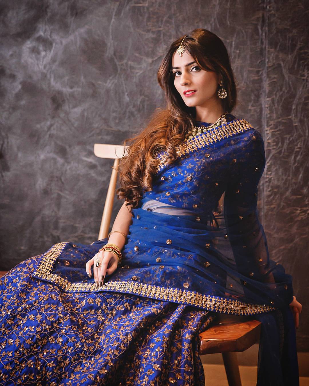 Blue Raw Silk Sequence Lehenga Choli
